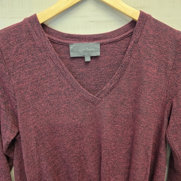 {S} Sunday In Brooklyn Maroon Marl Twist Front Long Sleeve Blouse Top - Picture 4 of 9